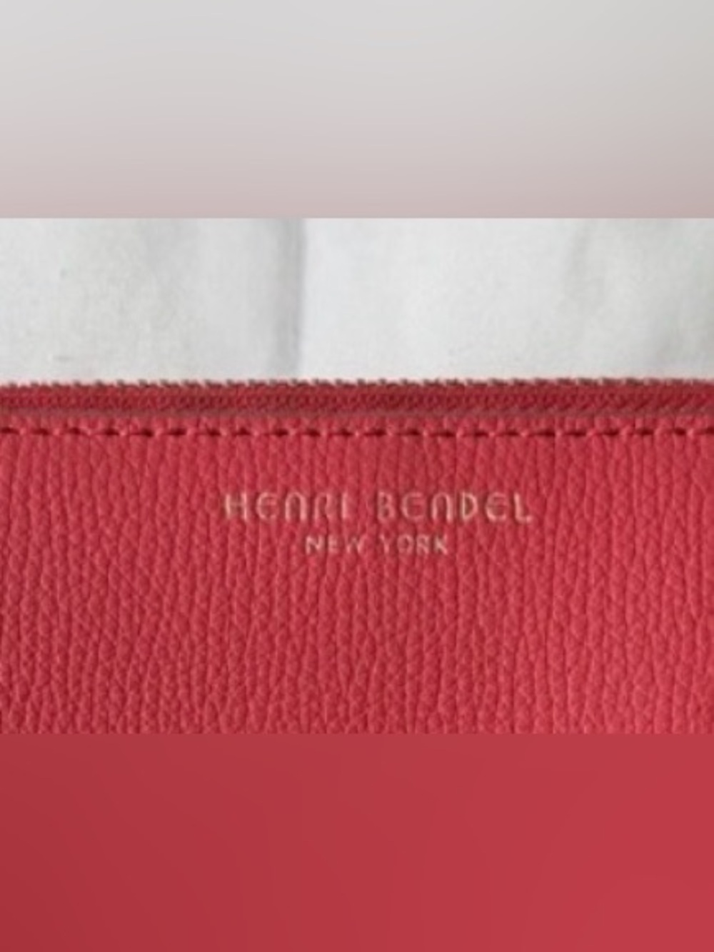 Henri Bendel New York wallet zip around leather red silver